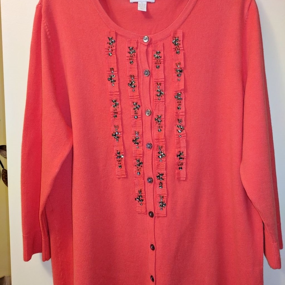 Coral beaded sweater